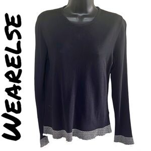 Wearelse Black With Stripped Black/White Hem Size M